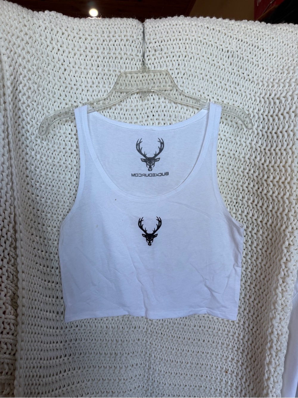 2 Like New Bucked up White & Black Crop Tank Top